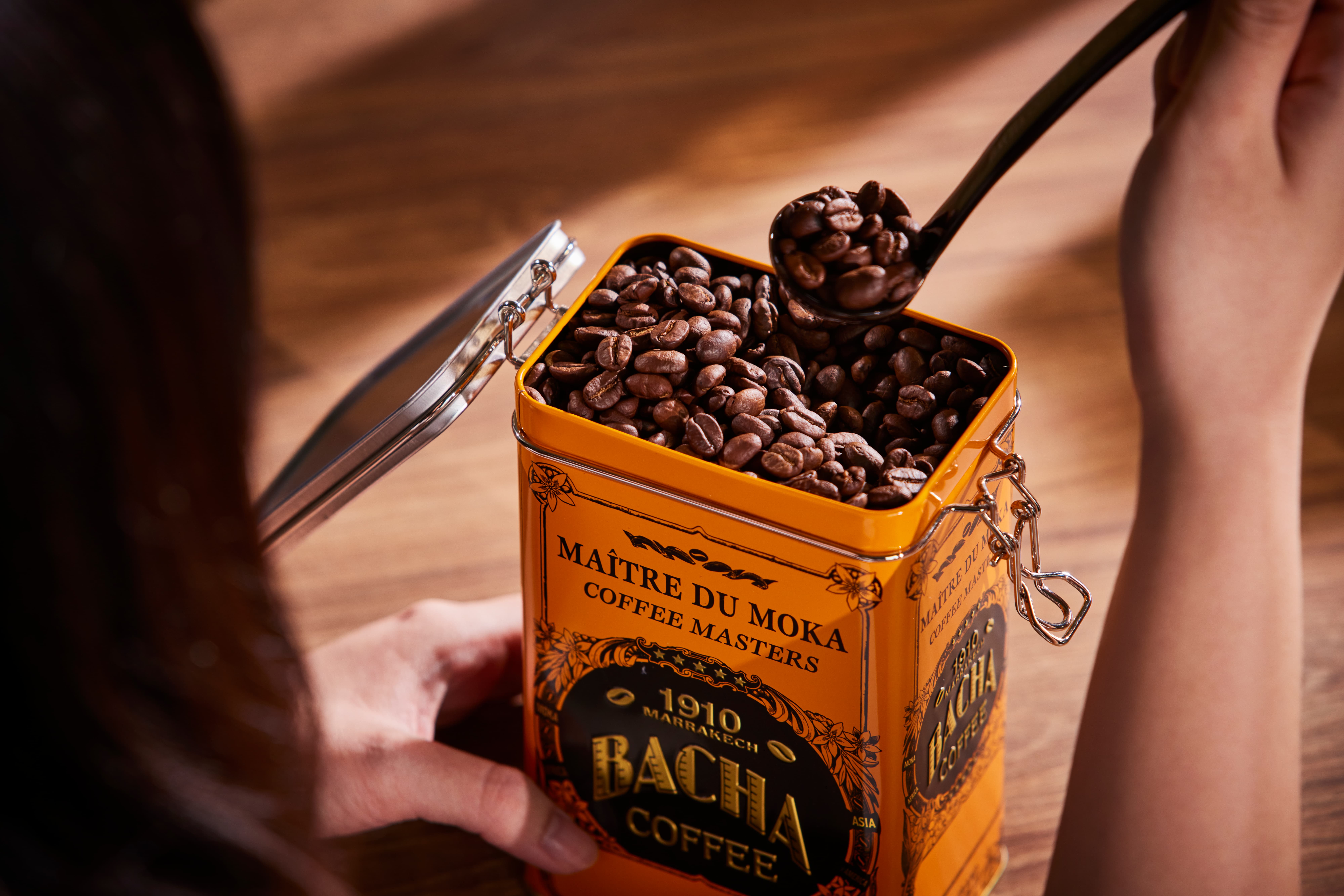 Bacha Coffee - Coffee Beans in Orange Autograph Canister.jpg